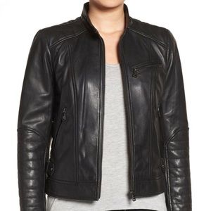 Black Quilted Moto Leather Jacket